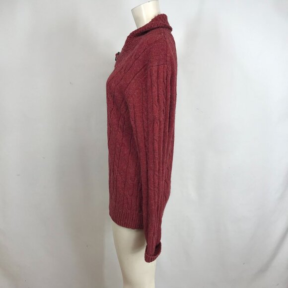 LANDS' END - MEN'S MEDIUM 38-40  - BERRY LONG SLEEVE COLLARED WOOL BLEND SWEATER - Picture 6 of 8